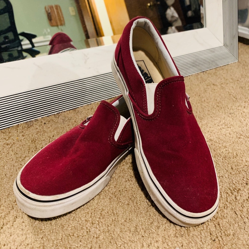 Women’s Red Vans Slip On
